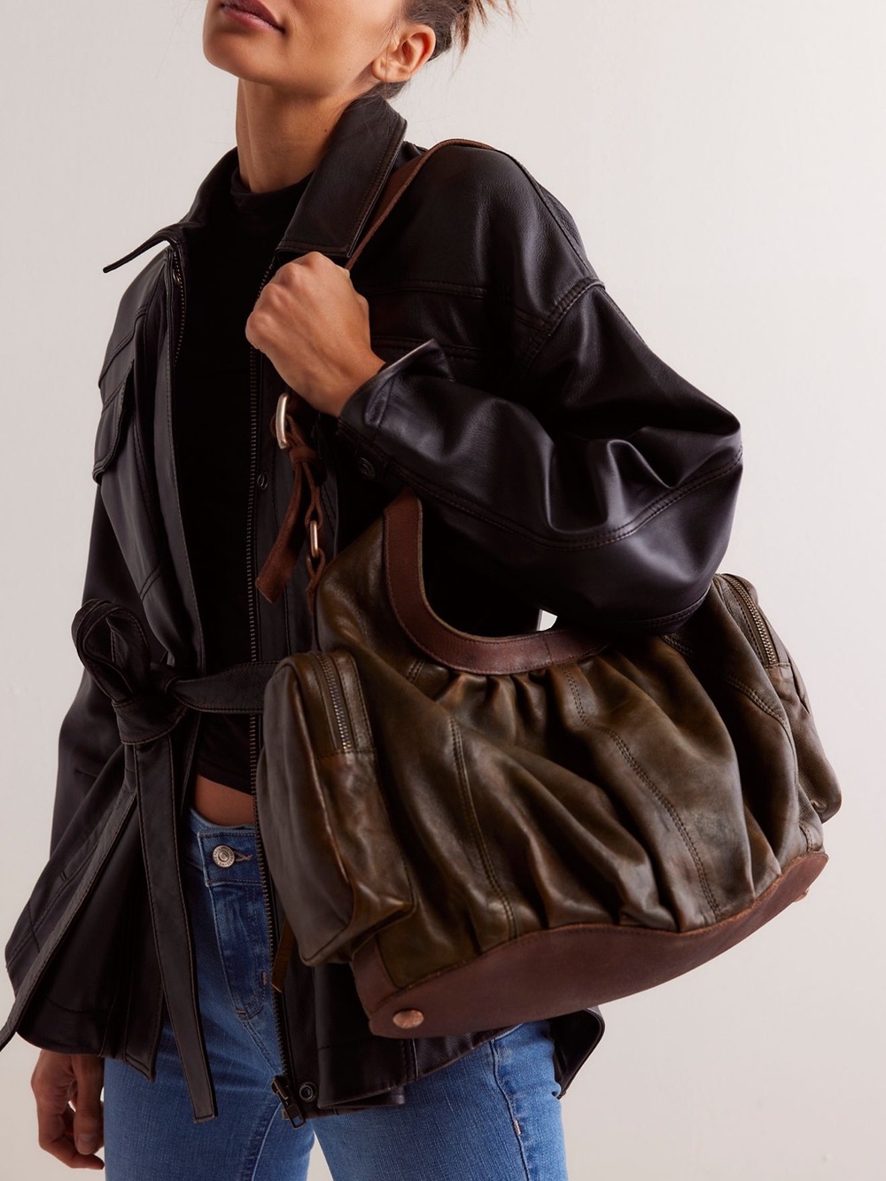 Free People We the Free Hattie Hardware Shoulder Bag in Espresso